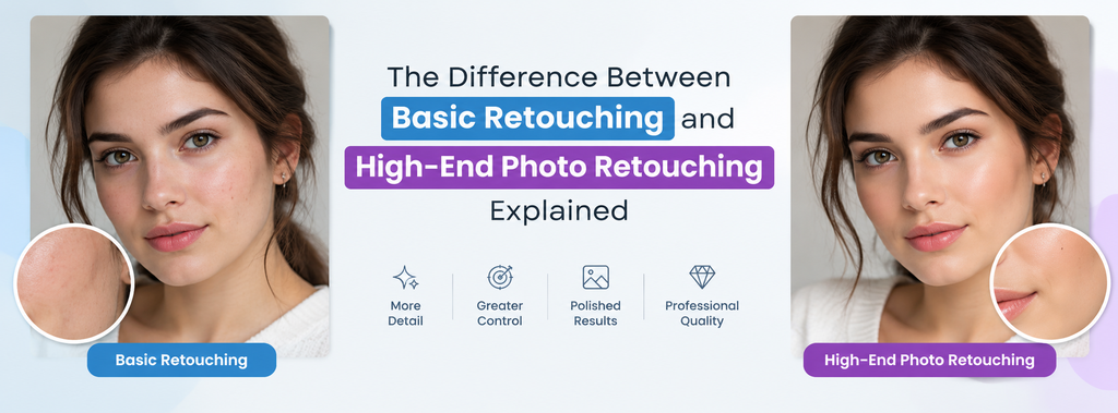 The Difference Between Basic Retouching and High-End Photo Retouching Explained  - Cover Image